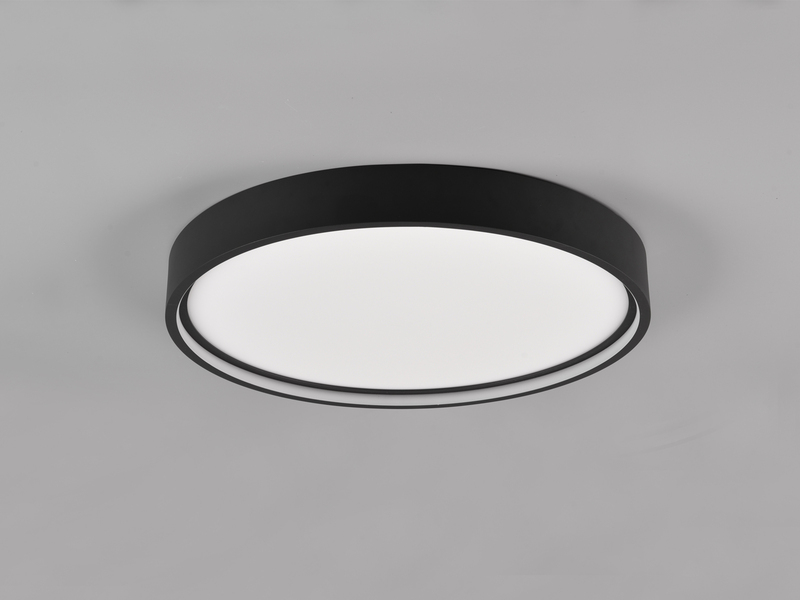 Flache LED Deckenleuchte DOHA mit 2 Lichtfarben in Schwarz, Ø 45cm