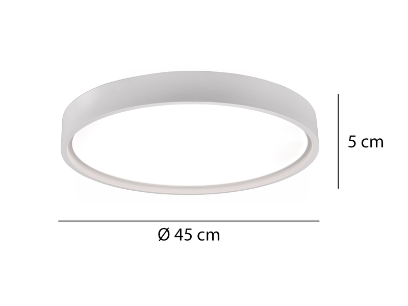 Flache LED Deckenleuchte DOHA mit 2 Lichtfarben in Weiß, Ø 45cm