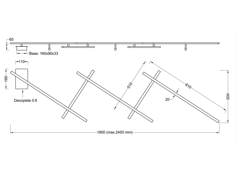 LED Deckenschiene INDIRA Schwarz schwenkbar, Breite bis 245cm
