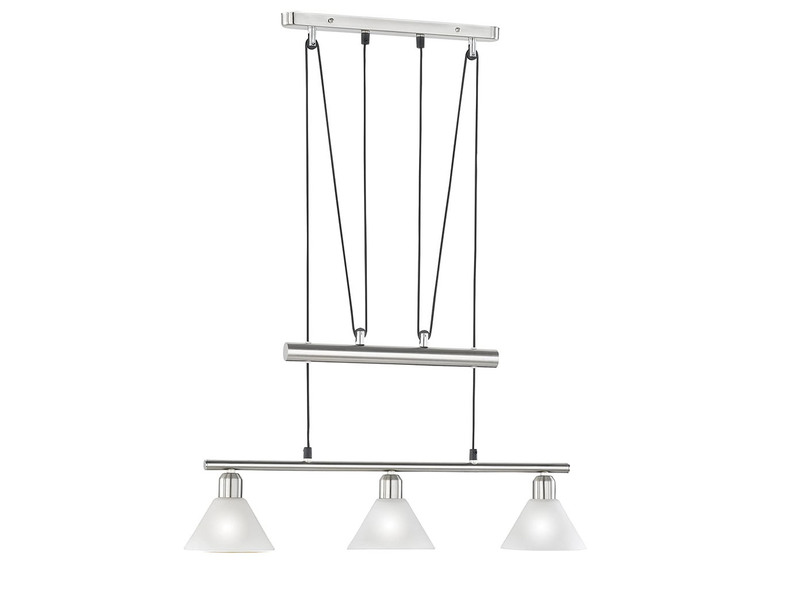 Pendelleuchte STAMINA mit Glas 3-flammig höhenverstellbar 80-180cm, B:66cm