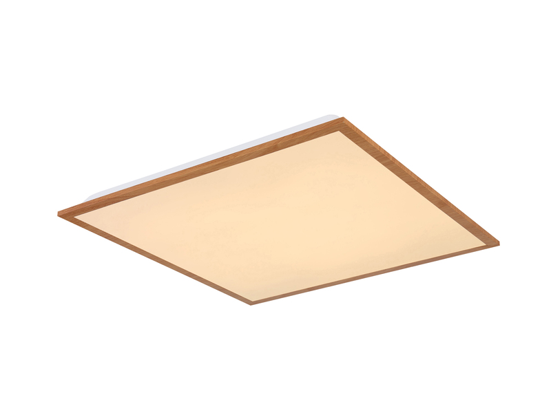 Flache LED Deckenleuchte DORO in Holzoptik, quadratisch 45x45cm