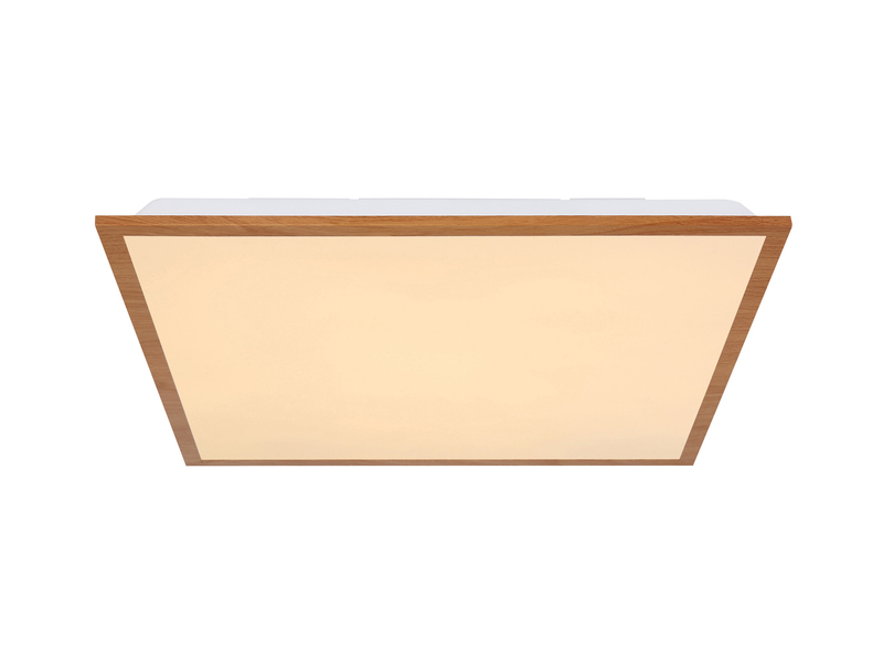 Flache LED Deckenleuchte DORO in Holzoptik, quadratisch 45x45cm