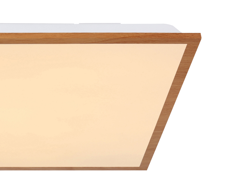 Flache LED Deckenleuchte DORO in Holzoptik, quadratisch 45x45cm