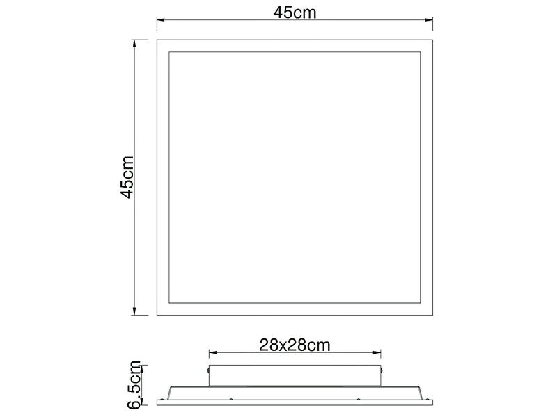 Flache LED Deckenleuchte DORO in Holzoptik, quadratisch 45x45cm