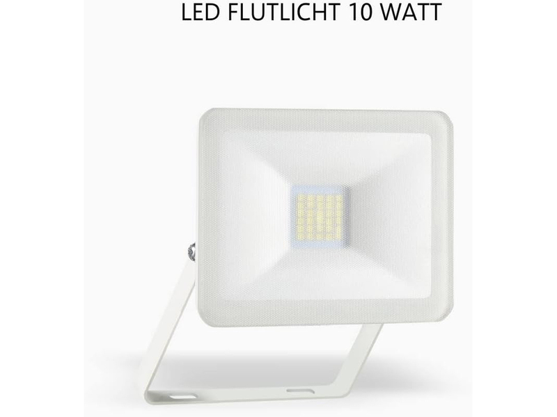 LED Flutlichtstrahler Aluminium Weiß Sicherheitsglas, 10 Watt, IP54