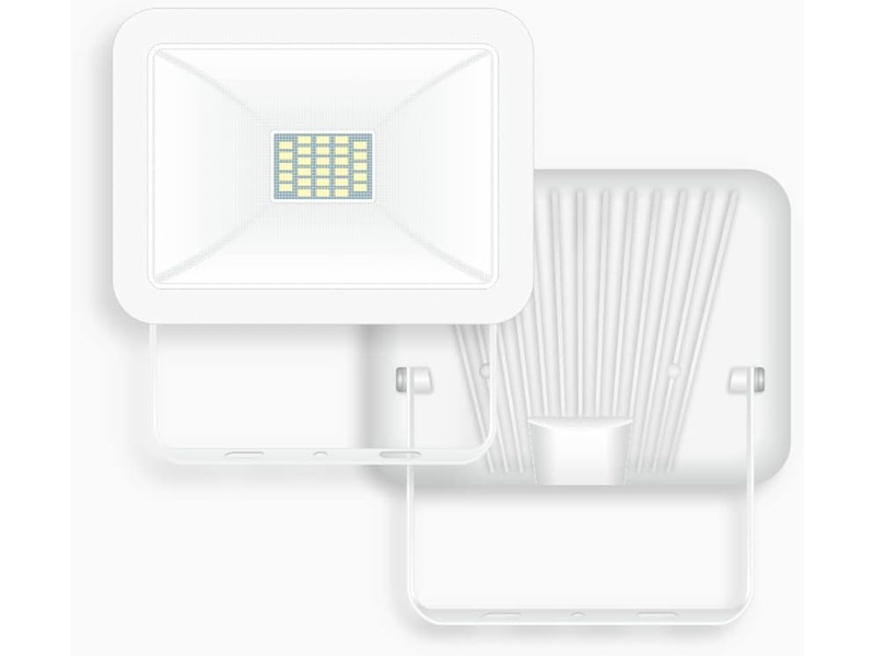 LED Flutlichtstrahler Aluminium Weiß Sicherheitsglas, 10 Watt, IP54