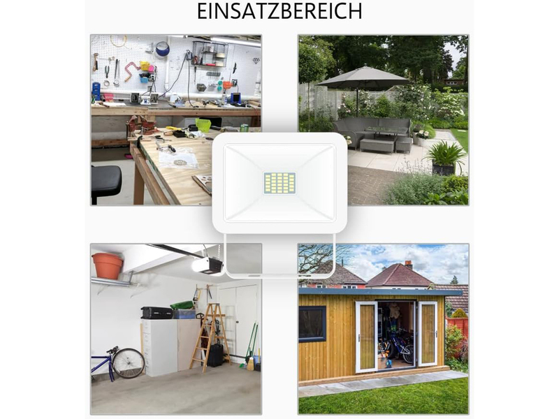LED Flutlichtstrahler Aluminium Weiß Sicherheitsglas, 10 Watt, IP54