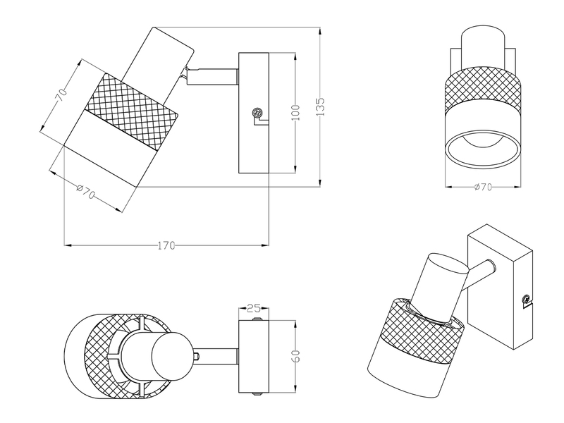 Wandstrahler NANDINI mit Holzelement & Draht-Stoff Lampenschirm, H: 13,5cm