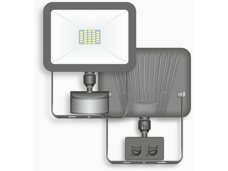 LED Flutlichtstrahler mit Bewegungsmelder Schwarz, 10 Watt, IP54