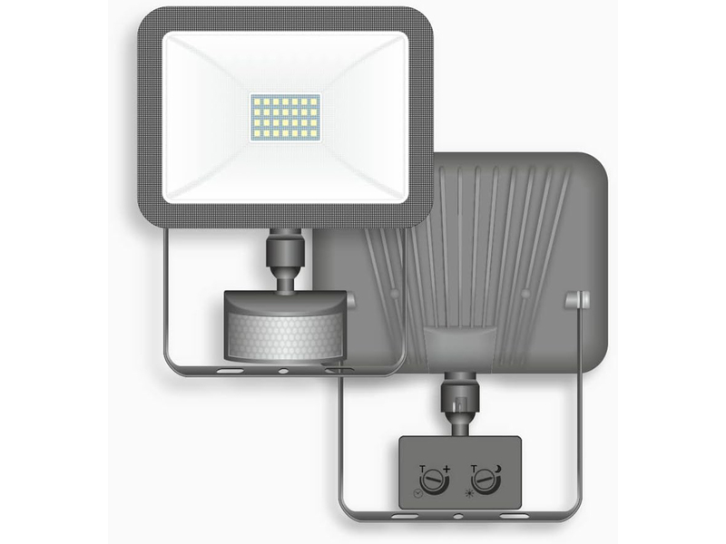 LED Flutlichtstrahler mit Bewegungsmelder Schwarz, 20 Watt, IP54
