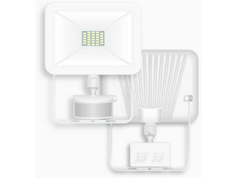 LED Flutlichtstrahler mit Bewegungsmelder Weiß, 10 Watt, IP54