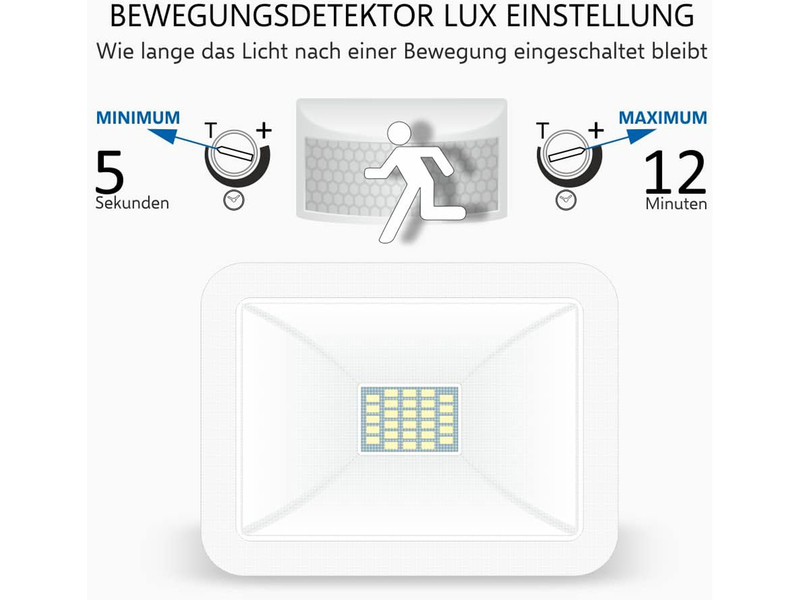 LED Flutlichtstrahler mit Bewegungsmelder Weiß, 10 Watt, IP54