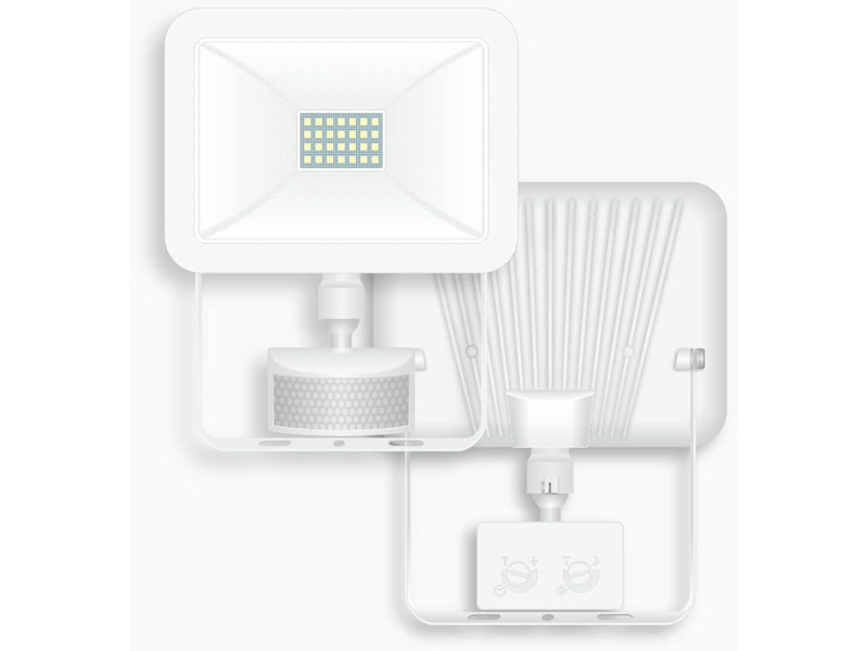 LED Flutlichtstrahler mit Bewegungsmelder Weiß, 20 Watt, IP54