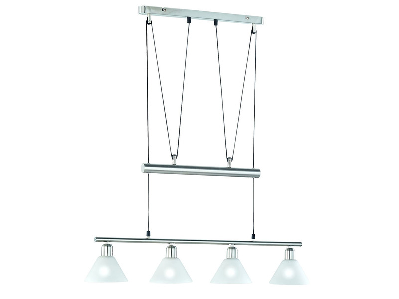 Pendelleuchte STAMINA mit Glas 4-flammig höhenverstellbar 80-180cm, B:80cm
