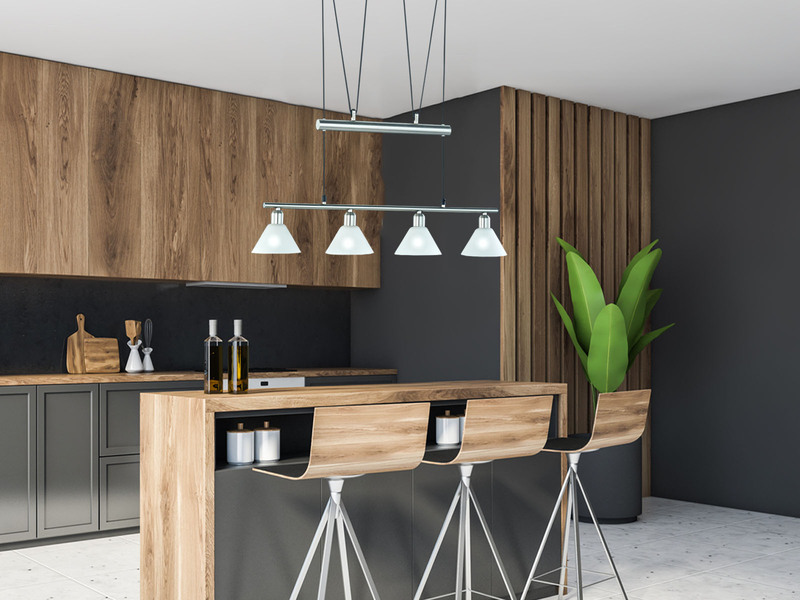 Pendelleuchte STAMINA mit Glas 4-flammig höhenverstellbar 80-180cm, B:80cm