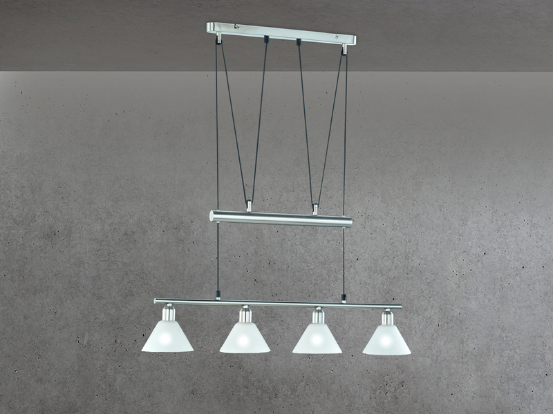 Pendelleuchte STAMINA mit Glas 4-flammig höhenverstellbar 80-180cm, B:80cm