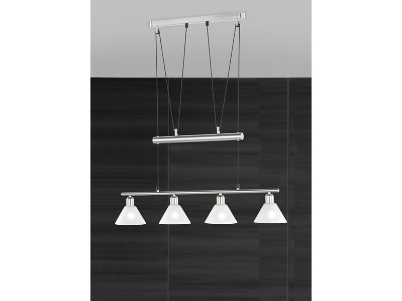 Pendelleuchte STAMINA mit Glas 4-flammig höhenverstellbar 80-180cm, B:80cm