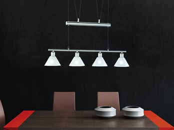 Pendelleuchte STAMINA mit Glas 4-flammig höhenverstellbar 80-180cm, B:80cm
