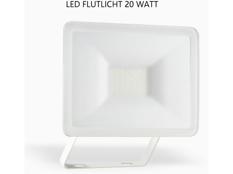 LED Flutlichtstrahler Aluminium Sicherheitsglas, Weiß, 20 Watt,  IP54