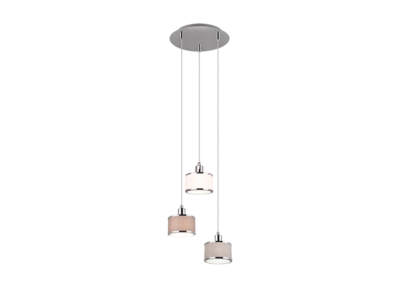 LED Pendelleuchte 3-flammig mit Stoffschirmen mehrfarbig, Ø 29cm