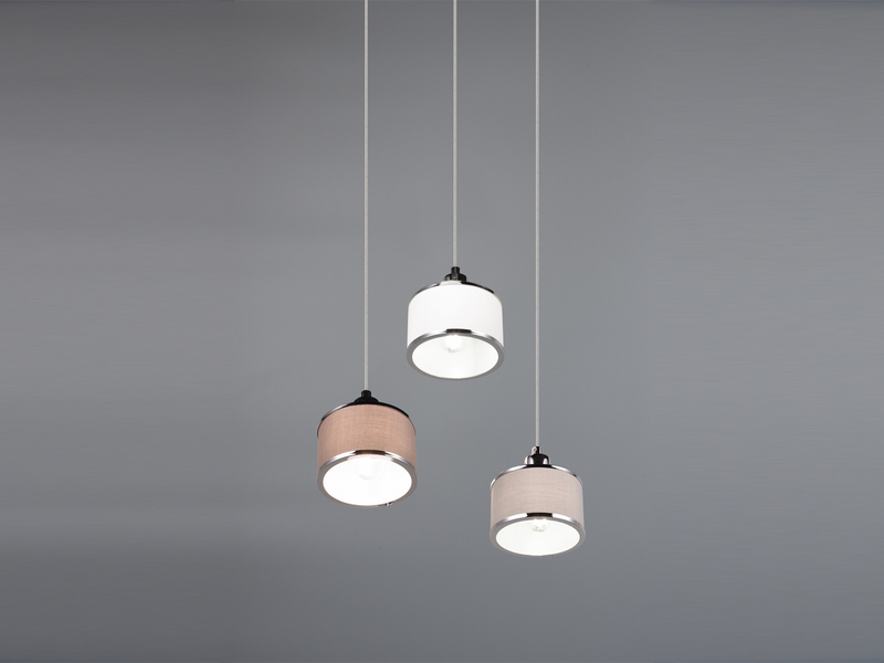 LED Pendelleuchte 3-flammig mit Stoffschirmen mehrfarbig, Ø 29cm