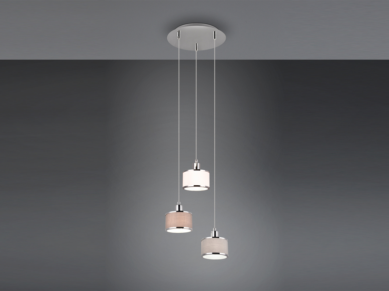 LED Pendelleuchte 3-flammig mit Stoffschirmen mehrfarbig, Ø 29cm