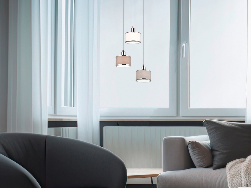 LED Pendelleuchte 3-flammig mit Stoffschirmen mehrfarbig, Ø 29cm