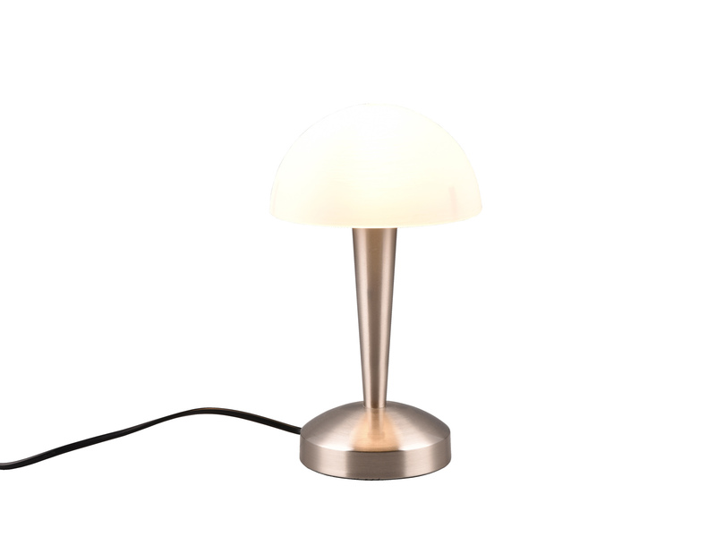 LED Tischlampe CANARIA Silber mit Glasschirm und Touch Funktion, Höhe 26cm