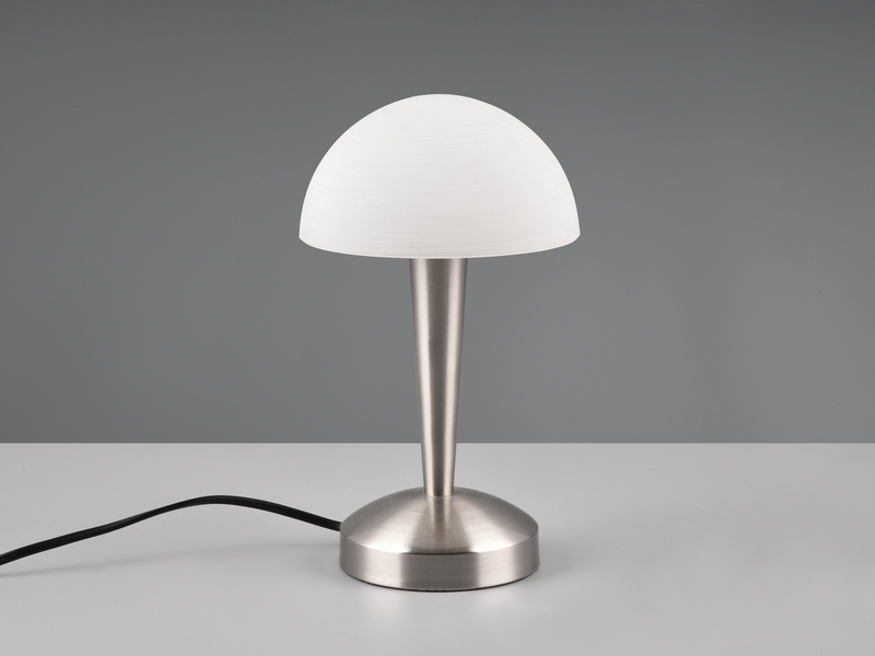 LED Tischlampe CANARIA Silber mit Glasschirm und Touch Funktion, Höhe 26cm