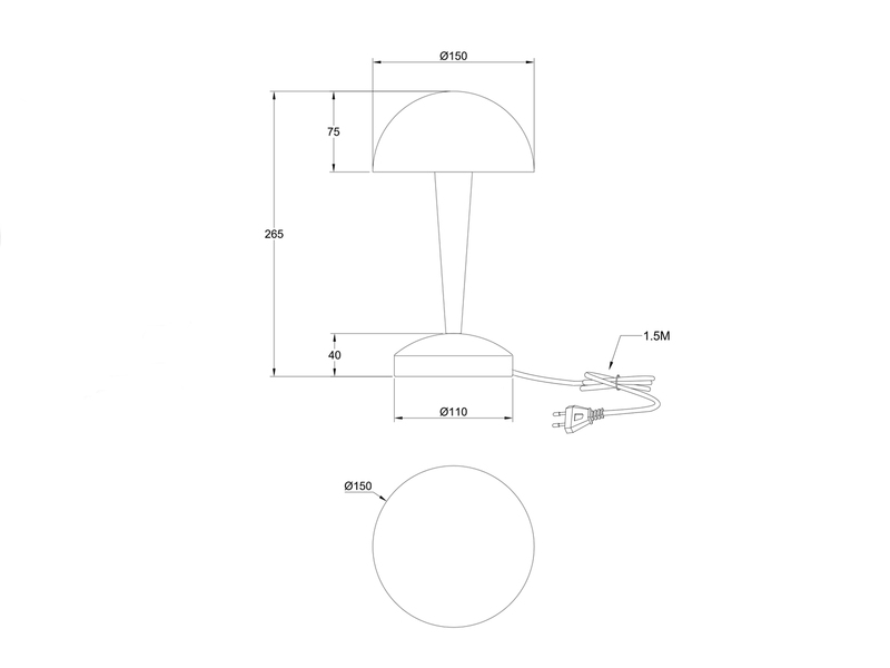 LED Tischleuchte CANARIA mit Glasschirm Touchfunktion Silber - Höhe 26cm