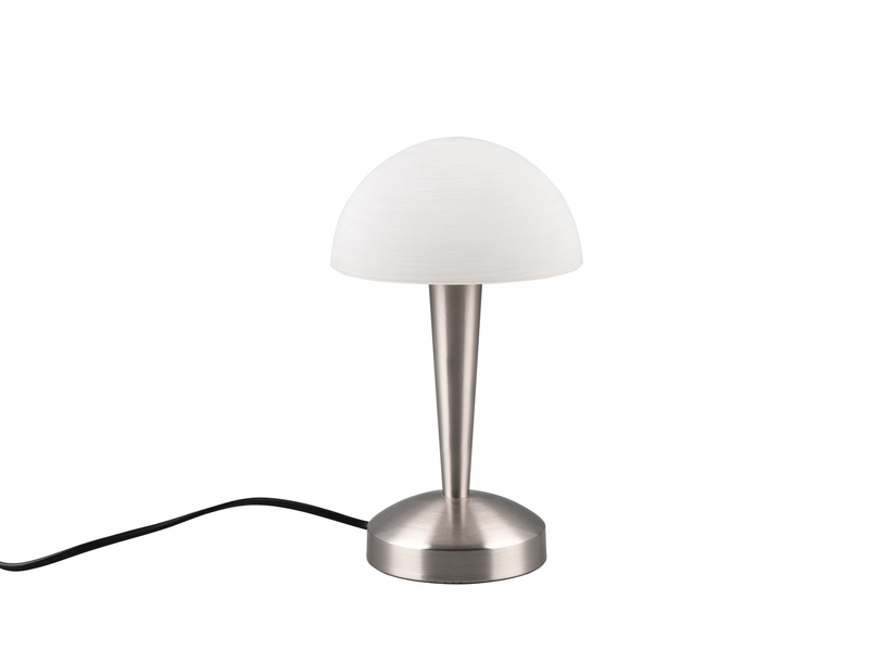 LED Tischlampe CANARIA Silber mit Glasschirm und Touch Funktion, Höhe 26cm