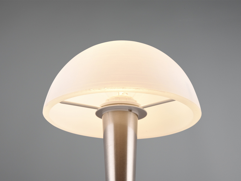 LED Tischlampe CANARIA Silber mit Glasschirm und Touch Funktion, Höhe 26cm