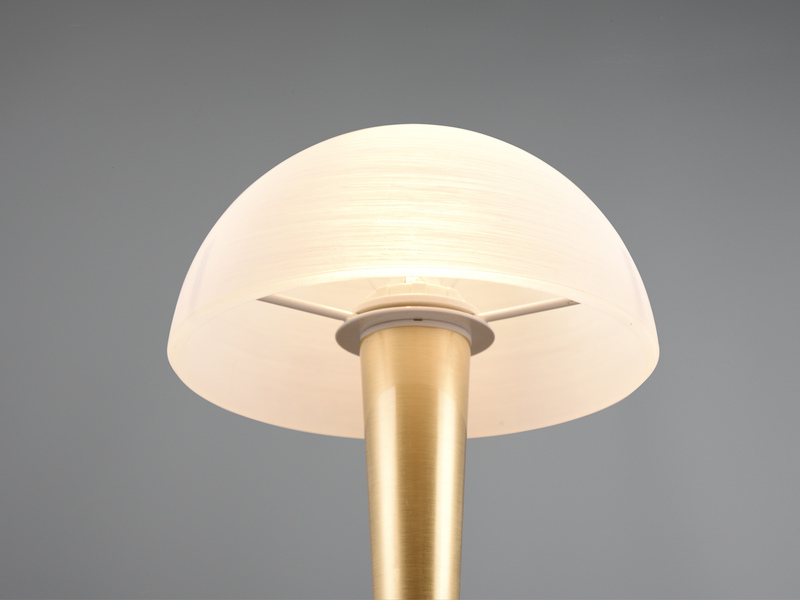 LED Tischleuchte CANARIA mit Glasschirm Touchfunktion Messing - Höhe 26cm