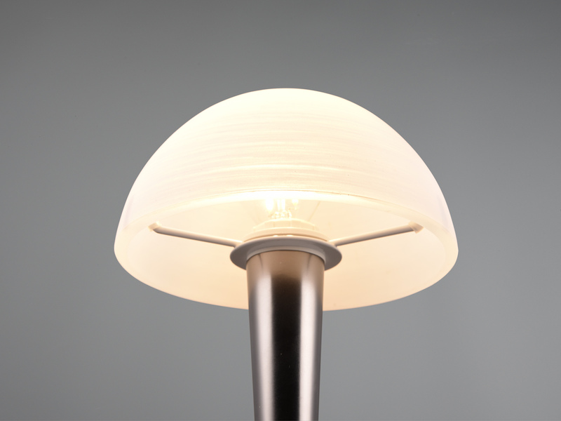 LED Tischleuchte CANARIA mit Glasschirm Touchfunktion Schwarz Chrom - Höhe 26cm