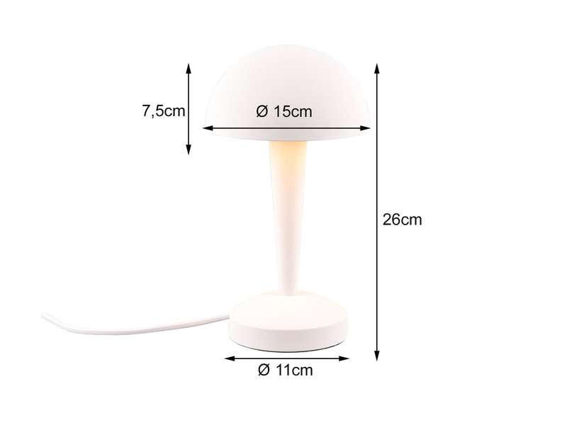 LED Tischleuchte CANARIA aus Metall mit Touchfunktion Weiß Gold, Höhe 26cm