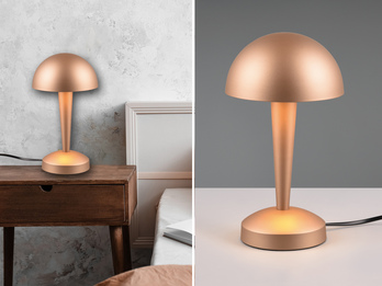 LED Tischleuchte CANARIA aus Metall mit Touchfunktion Coffee Gold, Höhe 26cm