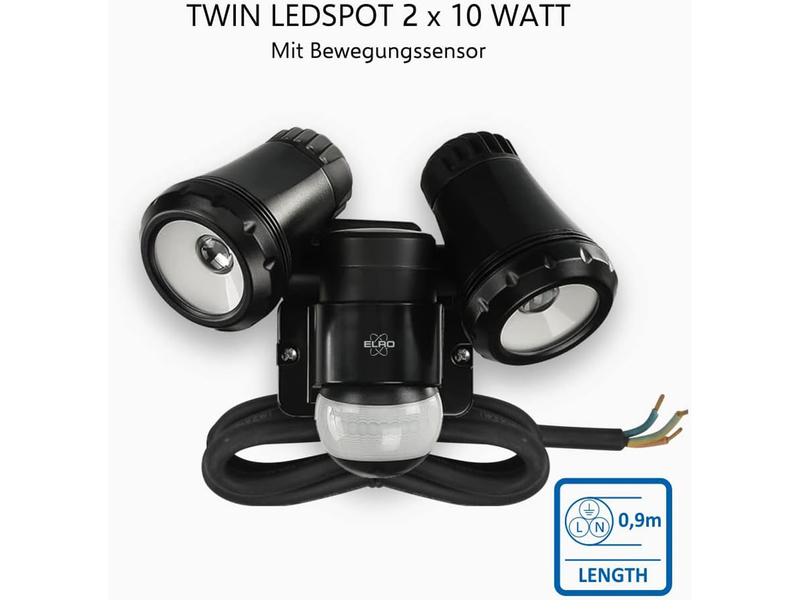 LED Außenwandleuchte mit Bewegungsmelder Schwarz Breite 17cm Strahler 10W IP54