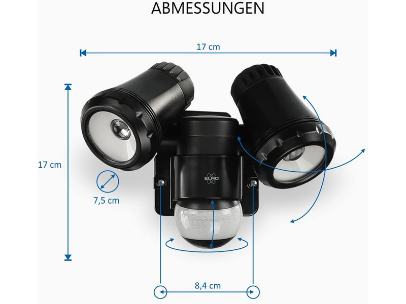 LED Außenwandleuchte mit Bewegungsmelder Schwarz Breite 17cm Strahler 10W IP54