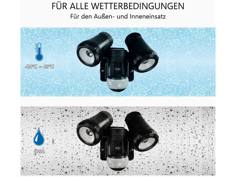 LED Außenwandleuchte mit Bewegungsmelder Schwarz Breite 17cm Strahler 10W IP54