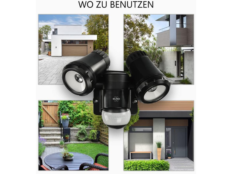 LED Außenwandleuchte mit Bewegungsmelder Schwarz Breite 17cm Strahler 10W IP54