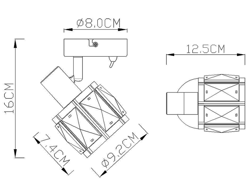 LED Wandstrahler mit Schalter & Glaskristallen Silber matt, Breite 9cm