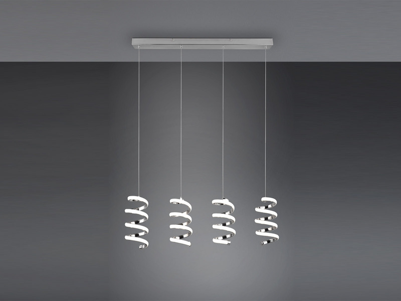 LED Pendelleuchte LAOLA 4-flammig in 3 Stufen dimmbar Silber Chrom, Breite 85cm