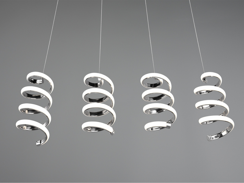 LED Pendelleuchte LAOLA 4-flammig in 3 Stufen dimmbar Silber Chrom, Breite 85cm
