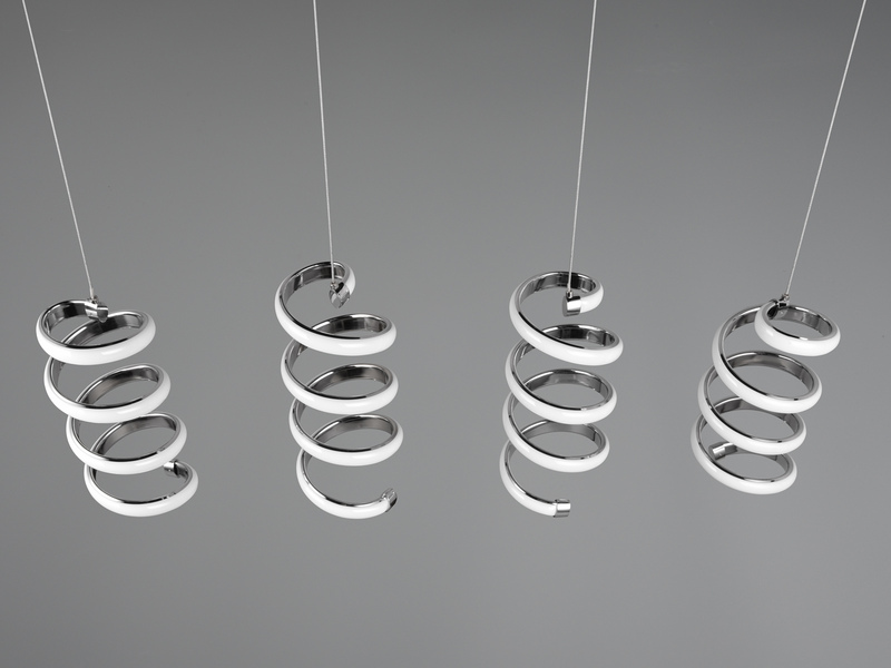 LED Pendelleuchte LAOLA 4-flammig in 3 Stufen dimmbar Silber Chrom, Breite 85cm