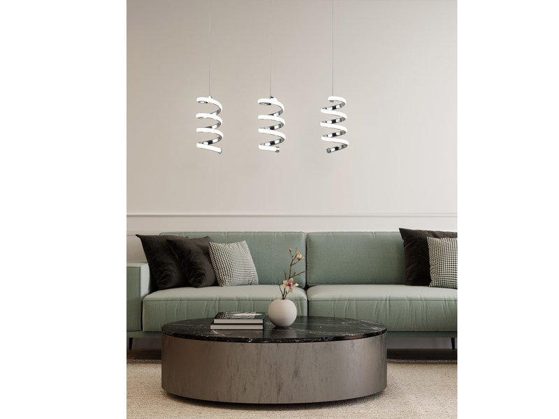 LED Pendelleuchte LAOLA in 3 Stufen dimmbar Silber Chrom, Breite 62cm