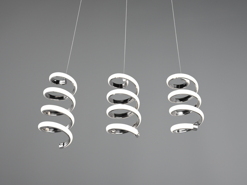 LED Pendelleuchte LAOLA in 3 Stufen dimmbar Silber Chrom, Breite 62cm