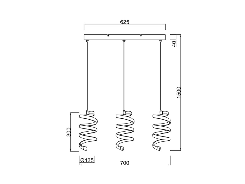 LED Pendelleuchte LAOLA in 3 Stufen dimmbar, Chrom - 62cm breit