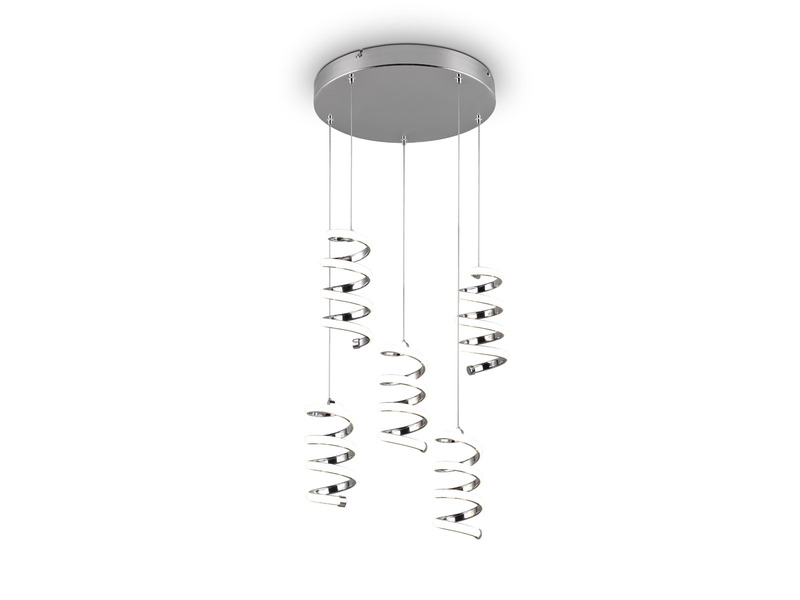 Cluster LED Pendelleuchte LAOLA in 3 Stufen dimmbar Silber Chrom, Ø 45cm