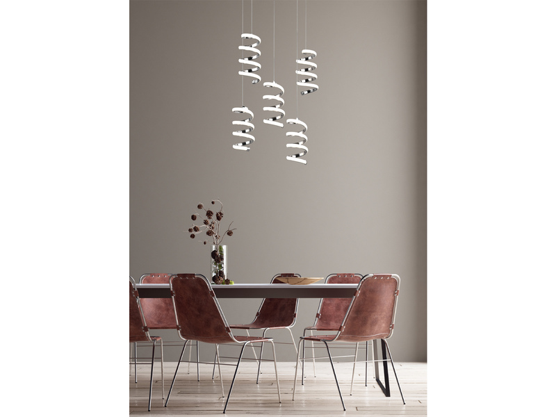 Cluster LED Pendelleuchte LAOLA in 3 Stufen dimmbar Silber Chrom, Ø 45cm