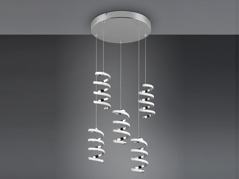 Cluster LED Pendelleuchte LAOLA in 3 Stufen dimmbar Silber Chrom, Ø 45cm